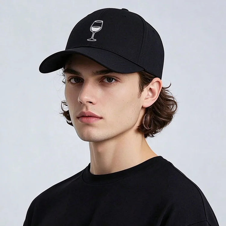 Wine Glass Embroidery Baseball Cap For Men Women Soft Cotton Adjustable Dad Hat Unisex Casual Sport Visor Golf Caps