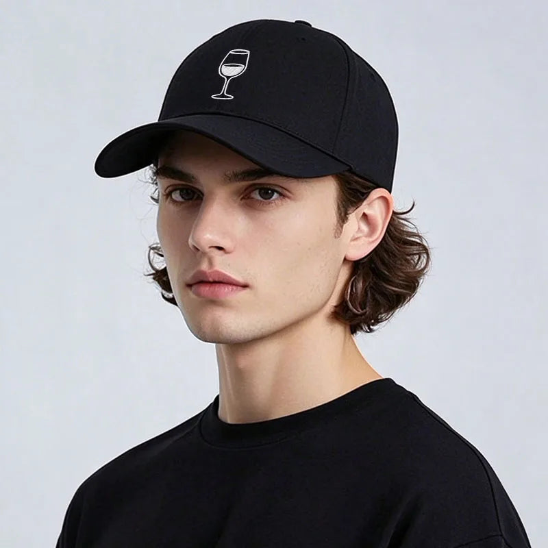Wine Glass Embroidery Baseball Cap For Men Women Soft Cotton Adjustable Dad Hat Unisex Casual Sport Visor Golf Caps