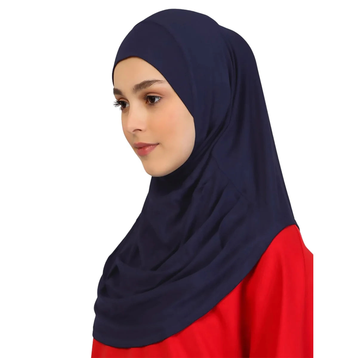 New Ready To Go Wear Instant Hijab for Women Solid Color Hemp Headscarf Neck Cover Sports Hijabs Pinless Islam Shawls and Wraps