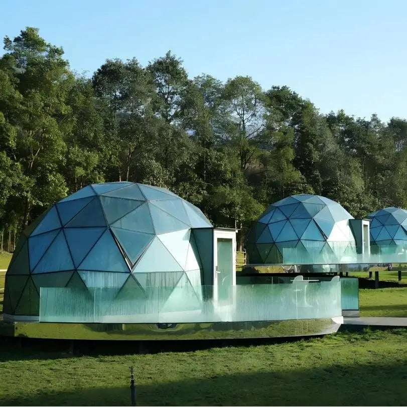 Luxury Transparent Glass Geodesic Dome Tent Aluminum Frame Four Season Outdoor Glamping House Hotel Resort Custom