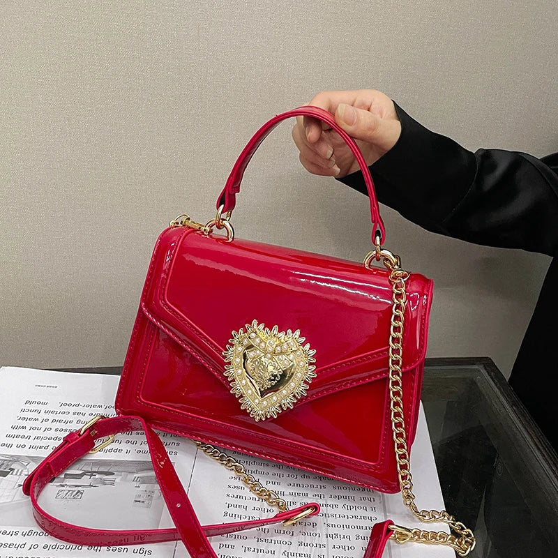 Light Luxury Burgundy Handbags for Women Trendy Versatile Buckle Flip Shoulder Bags Female Casual Commuting Chain Crossbody Bag