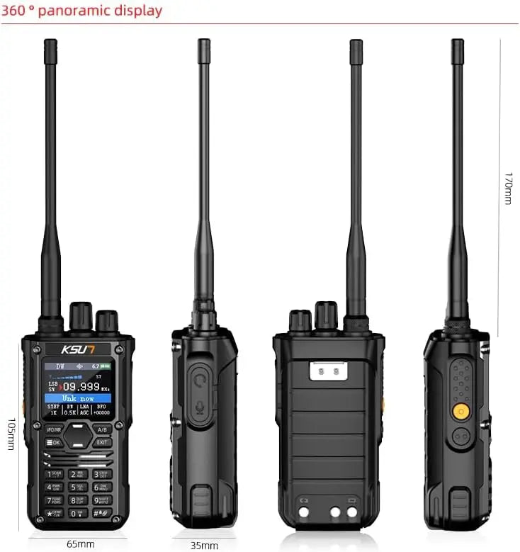 KSUT Ham Radio Walkie Talkie Handheld HF SSB CB Two Way Radios Screen with Short Wave Antenna for Hiking Camping HF123D