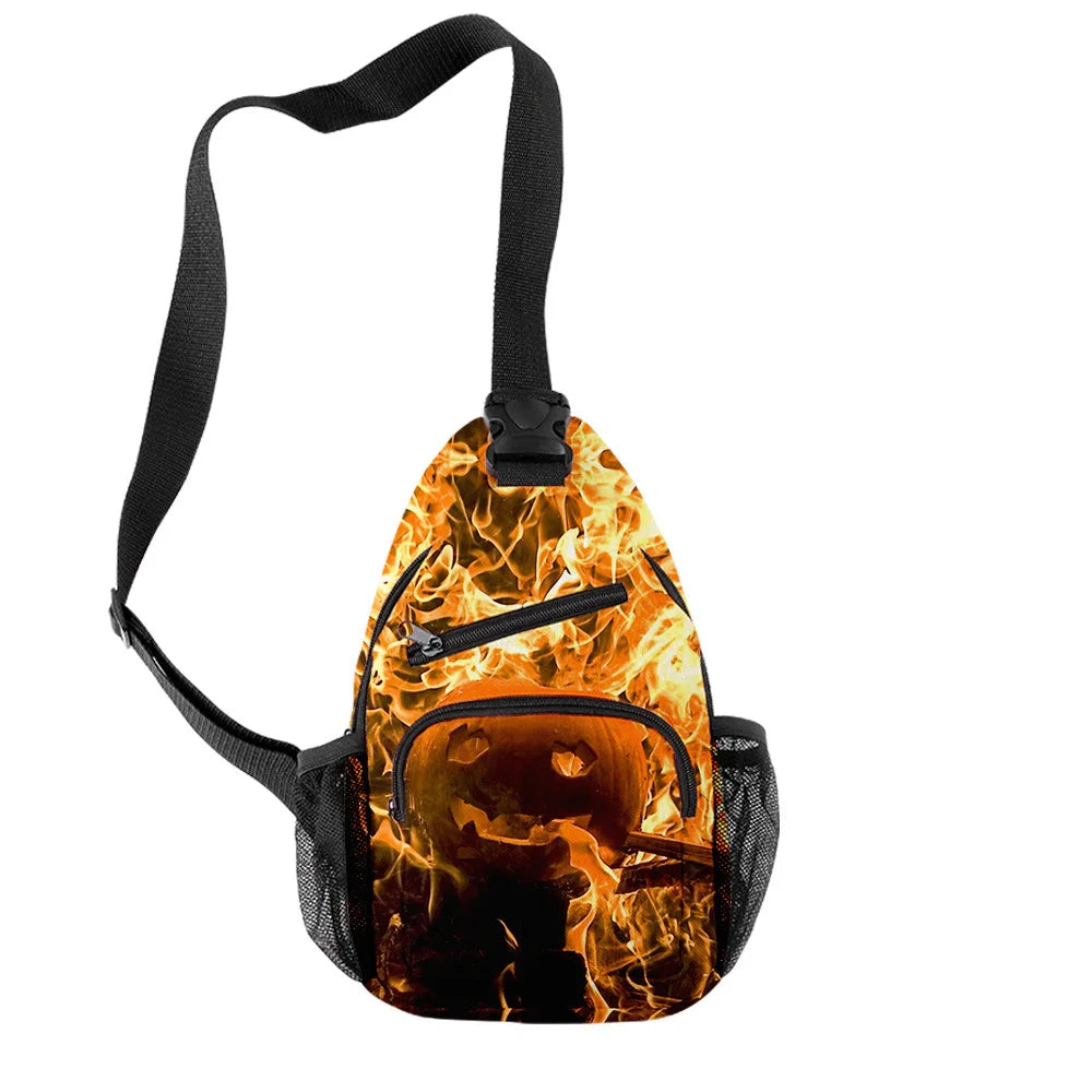 Fashion Youthful Halloween Skeleton Boys/Girls 3D Printed Chest Bags Oxford Waterproof Sports Crossbody Travel Bag Shoulder Bags