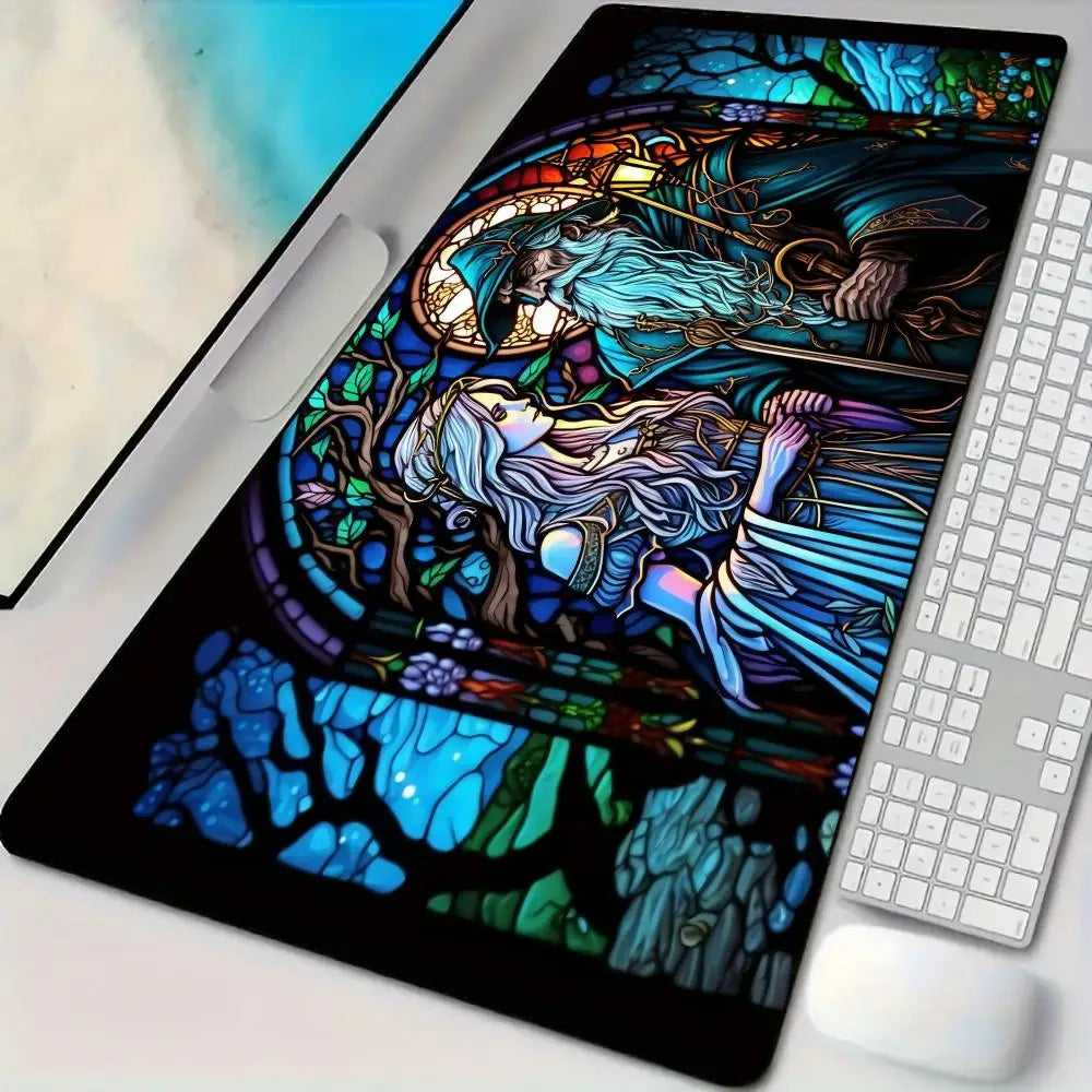 Medieval anime illustration design Mouse Pad Desk Mat with Stitched Edge non-Slip rubber base gamer pc accessories magic playmat