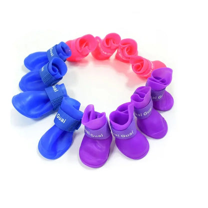 4Pcs Pet WaterProof Rainshoe Anti-slip Rubber Boot For Small Medium Large Dogs Cats Outdoor Shoe Dog Ankle Boots Pet Accessories