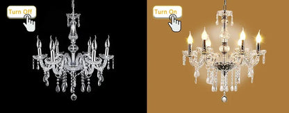 Elegant 6 Chandelier Lighting Modern Crystal Lights Kitchen Chandeliers Light Ceiling Pendant Lamp Transparent Color