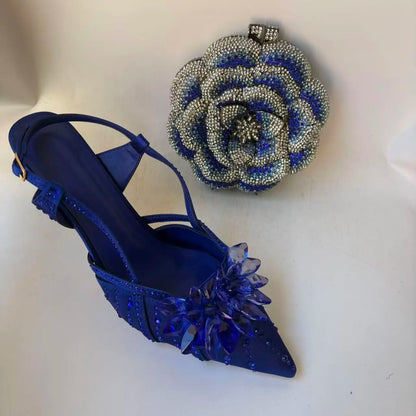 Insightlink Latest Shoes Women Luxury Rhinestone Crystal Pumps 2024 New Fashion Slippers Sandals Party Low Heels Elegant Italian