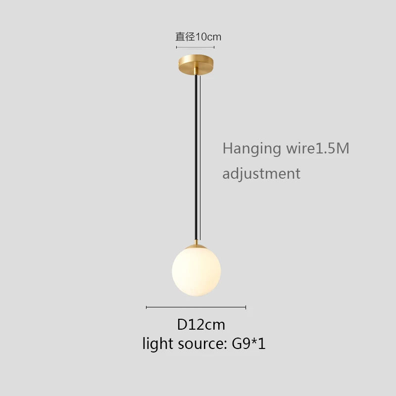 Gold/Black/silv Glass Ball Pendant Lights White Globe Hanging Lamps Bar Restaurant Deco Luminaire Bedroom Light E27 Pendant Lamp