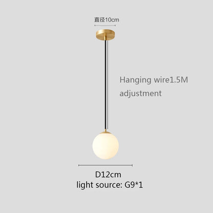 Gold/Black/silv Glass Ball Pendant Lights White Globe Hanging Lamps Bar Restaurant Deco Luminaire Bedroom Light E27 Pendant Lamp