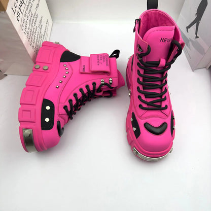 2025 Spring and Autumn Men Male Ruffian Handsome Fried Street High-top Trend Increases Thick Bottom Niche Trend Chelsea Boots