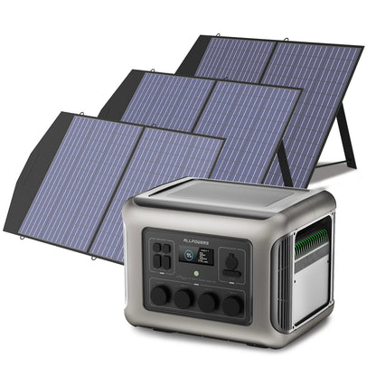 ALLPOWERS R2500 Solar Generator 2500W (4000W Peak) 1920Wh LiFePO4 Portable Power Station & SP027 100W Solar panel for Camping RV