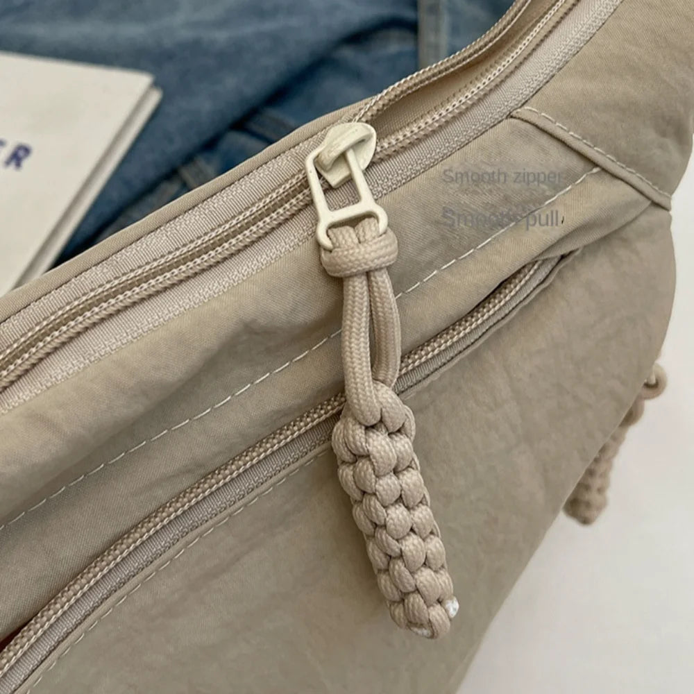 New Fashion Canvas Crossbody Bags Korean Simplified Shoulder Bag Large Capacity Sports Hobos Bag Solid Color Dumpling Bag