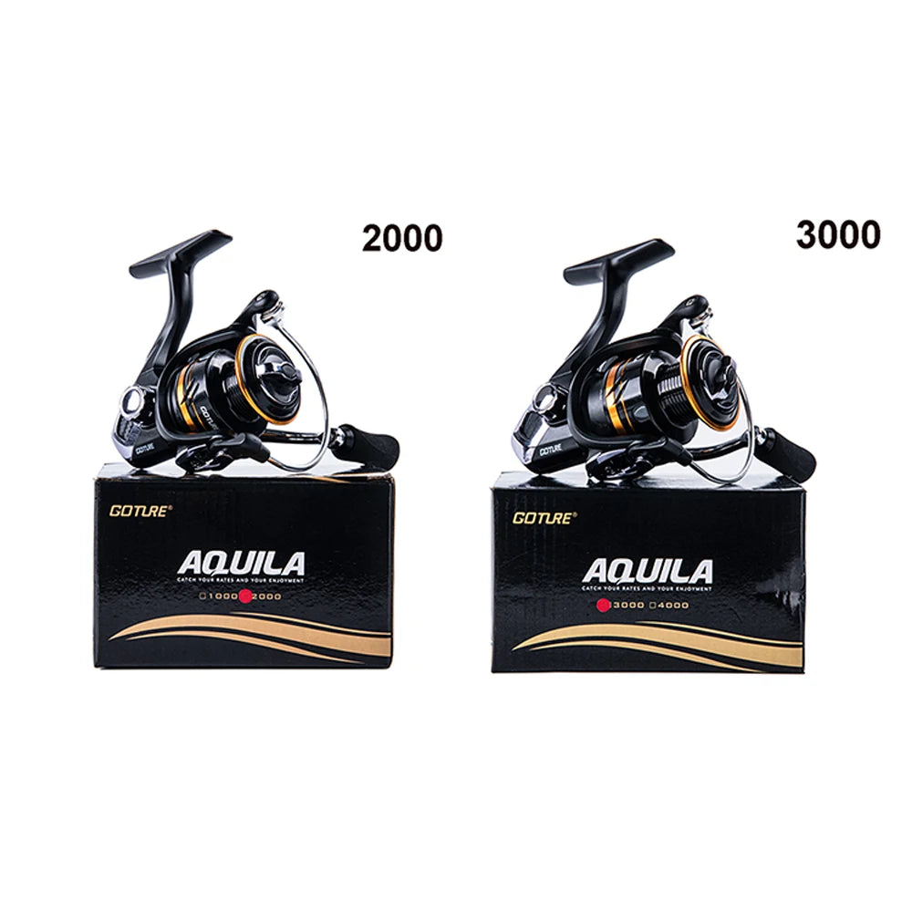 Goture AQUILA 2000 3000 Size Spinning Reels Gear Ratio 5.2:1 Metal Spool Max Drag 25lb Light Weight Spinning Fishing Line Wheel