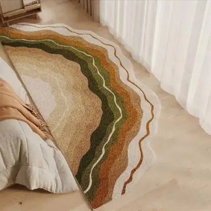 Fresh Style Green Carpet Green Moss Thicken Plush Rugs for Bedroom Bedside Irregular Non-slip Dirty Resistant Carpet Home Decor