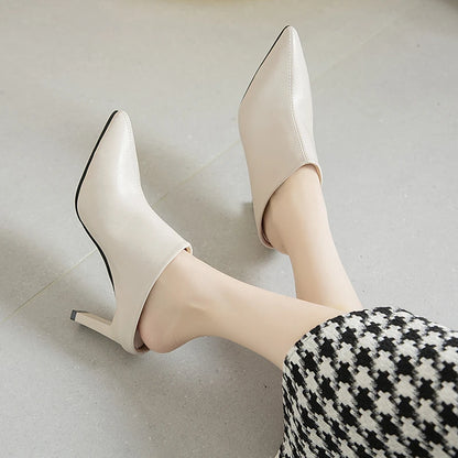 2022 Spring Summer Women Designer Shoes Pointed Toe Mules Slippers Ladies Luxury Brand High Heel Sandals