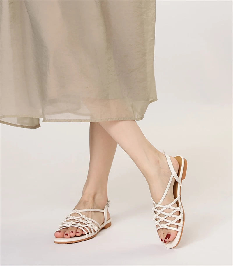 ZAROY Luxury Gold Gladiator Flat Sandals Woman Summer Narrow Band Open Toe Roman Shoes Casual Strap Sandalia Zapatos босон