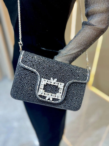 New Ladies Luxury Crystals Evening Bags Sparkling Diamond Dinner Party Dress Bags Metal Chain Wedding Clutch Purses and Handbags