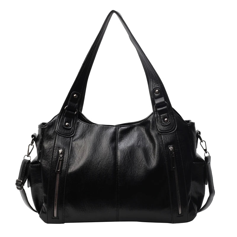 New Large Capacity Soft Leather Women's Handbag Fashion Trend Designer Women Shoulder Bag Simple Retro Female Travel Bags Sac