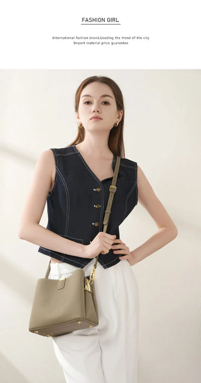 Genuine Leather Women's Bag Luxury Designer Shoulder Bag Large Capacity Cowhide Handbags High Quality Women Crossbody Bags