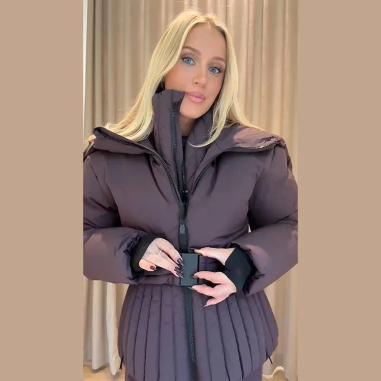Detachable Sleeve Hooded Quilted Jackets 2026 Winter Ladies Solid 2-in-1 Zippers Waistcoat Cotton Coats Women's Warm Outwear