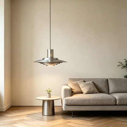 UFO shape Pendant Light Silver Aluminum Multi-level Chandelier Creative Dining Table Bar Desk Lamp Home Decorative Lights