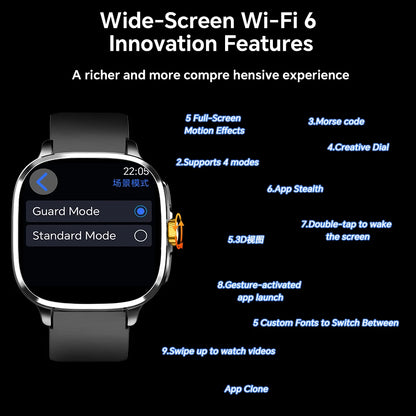 Global Version Smartwatch 2.4 inch Amoled Screen insert Sim Card GPS WIFI 190° Rotating Camera Game Android 13.0 Smart Watch