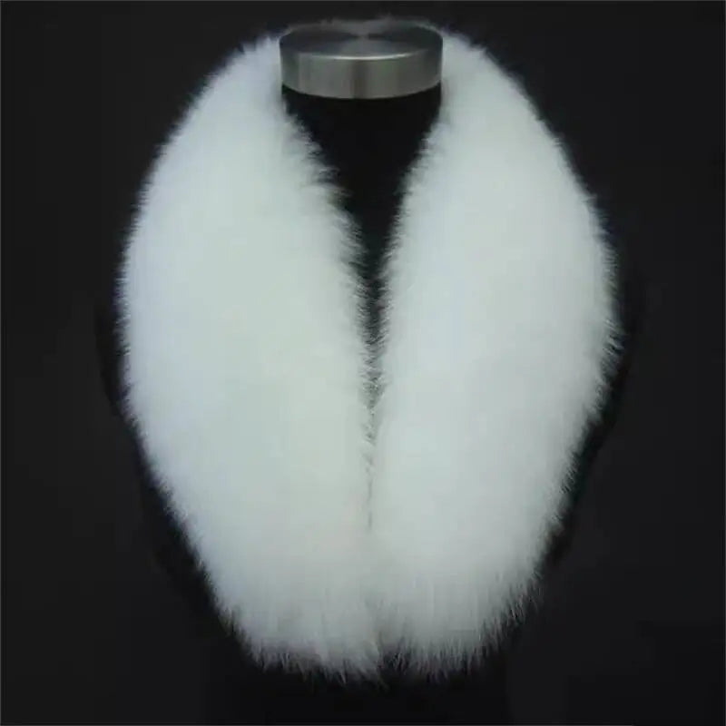 Natural Color Raccoon Fox Real Fur Collar Scarf Genuine Big Size Scarves Warp Shawl Neck Warmer Stole Muffler with Clip Loops #6