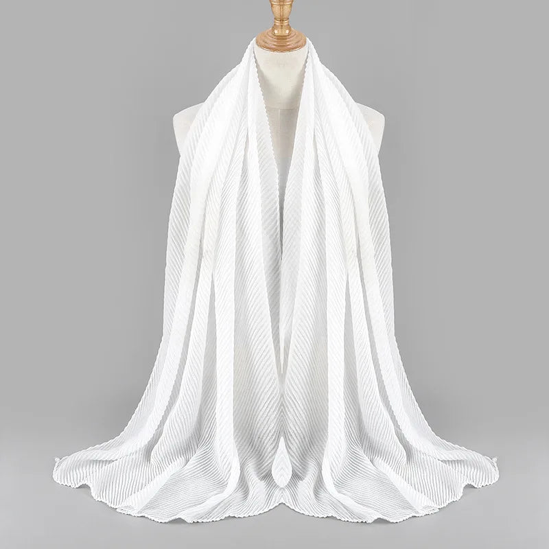 Women Plain Cotton Scarf Head Hijab Wrap Solid Full Cover-up Shawls Foulard Femme Headband Crinkle Muslim Hijabs Store 2024 NEW
