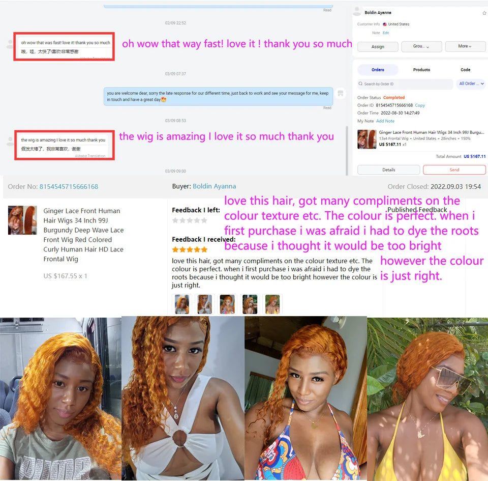 Ginger Orange Lace Front Human Hair Wigs 34 36 Inch Deep Wave Frontal Wig Curly Human Hair Wig 13x4 13x6 HD Lace Frontal Wig