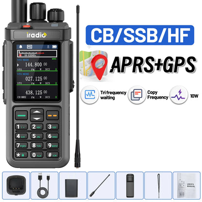 Iradio UV-98 PLUS GPS APRS Walkie Talkie 10W AM CB SSB LW MW SW HF Cross Band Repeater 1024Channels RT-880G Short Wave Ham Radio