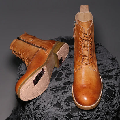 Luxry Handcrafte Goodyear Welt Boots Men's Work Shoes In Genuine Leather High-top Shoes Rubber Retro Ankle Booties For Man