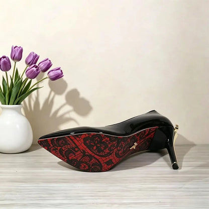 Women's Exquisite Metal Sword Pointed Toe High Heels Pumps Shallow Mouth Single Shoes Spring Sexy Stiletto Footwear