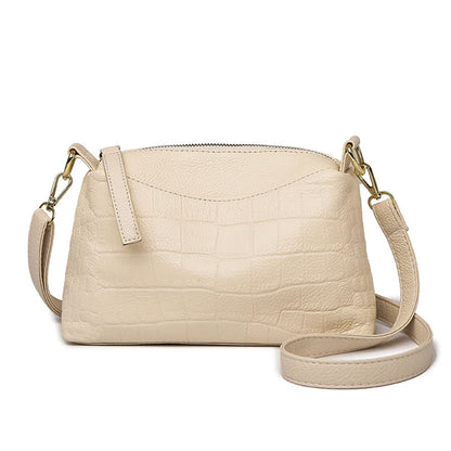 100% Genuine Cowhide Crocod Pattern Luxury Shoulder Bags For Women Designer Solid Color Soft Crossbody Bag Handbags Purses Sac