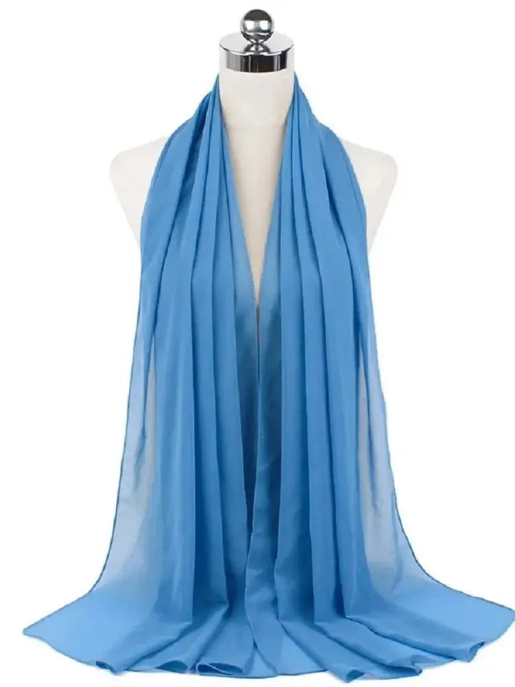 New Fashion Women Solid Chiffon Headscarf Ready To Wear Instant Hijab Scarf Muslim Shawl Islamic Hijabs Arab Wrap Head Scarves