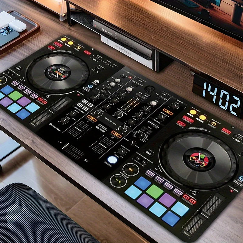 Large Size DJ Mixer Desk Pad 35.4x15.7In Non Slip Smooth Surface Keyboard Mouse Mat For Home Studio Gaming Music Producer With M