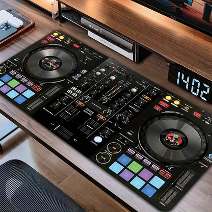 Large Size DJ Mixer Desk Pad 35.4x15.7In Non Slip Smooth Surface Keyboard Mouse Mat For Home Studio Gaming Music Producer With M