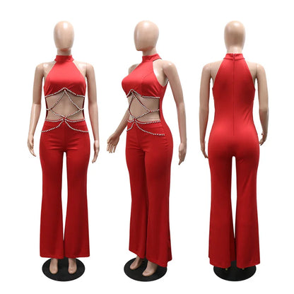 Doyerl One Piece Outfits Woman Rompers and Jumpsuits Rhinestone Rave Festival Clothing Party Club Diamonds Cut Out Sexy Overalls