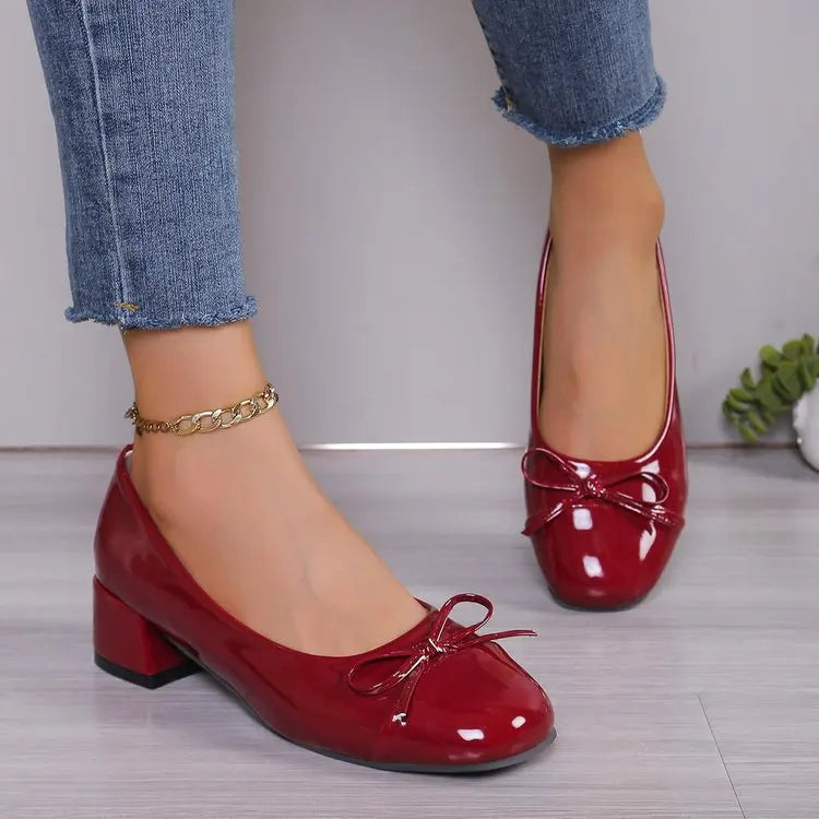 Luxury Woman Mary Jane Shoes Fashion ladies Pumps Round Toe Bow-knot Ballet high heels Platform Office Shoes Zapatos De Mujer