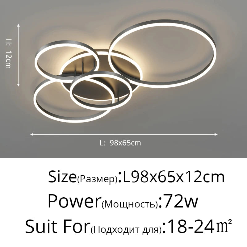 Modern Round Design Ceiling Lights For Living Room Bedroom Gold White Coffee Painted  Circle Rings Lighting Fixtures Luminaire