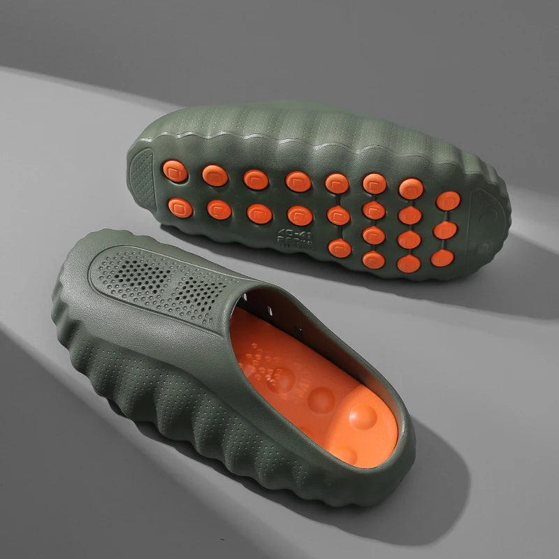 Men's Lightweight Outdoor Slippers Soft Thick Sole Breathable Sandals Non-Slip Summer Beach Slides for Casual Home Bathroom Use