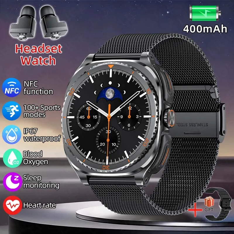 New 2026 TWS 2-in-1 Wireless Headset Smart Watch 7 Ultra AMOLED HD Screen Smartwatch with Earbuds Bluetooth Call Sports Watches