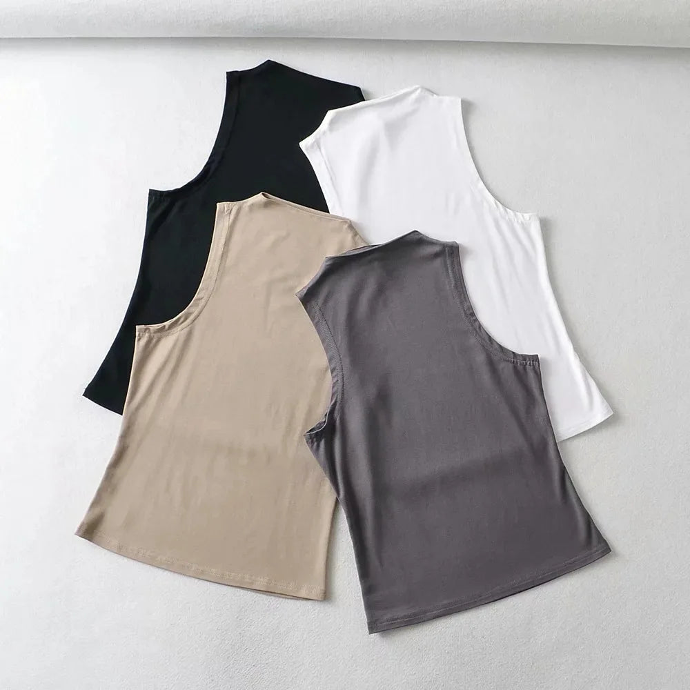 2024 Summer NEW Arrival Women Solid Color Causal Sexy Croped-Top Sleeveless Tank Streetwear