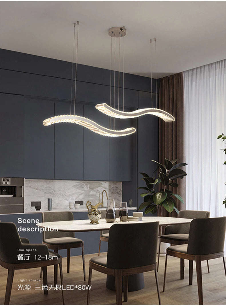 Modern Luxury LED Crystal Pendant Lights Villa Dining Room Kitchen Lighting Lustre Decor Chandeliers Indoor Bar Lights Fixture