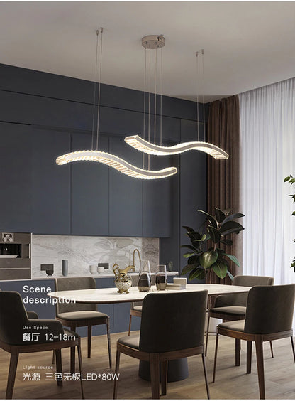 Modern Luxury LED Crystal Pendant Lights Villa Dining Room Kitchen Lighting Lustre Decor Chandeliers Indoor Bar Lights Fixture