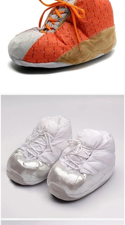 Winter fluffy home slippers Popular on Instagram Soft Non-slip thick sole living room shoes funny High-top warm shoes，men women