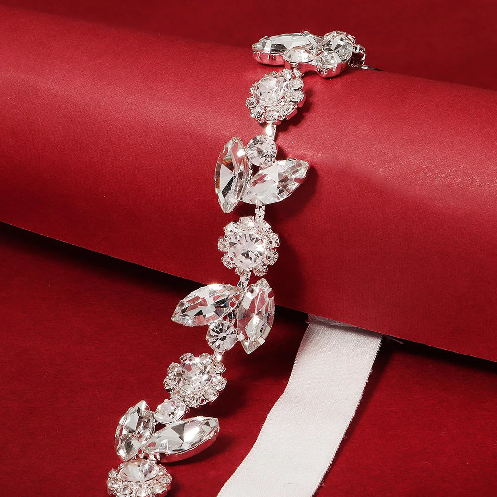 Rhinestone Bridal Accessories for Wedding Lace Flower Garter for Bride Jewelry Gift Elastic Leg Ring Gift for Suspenders Party
