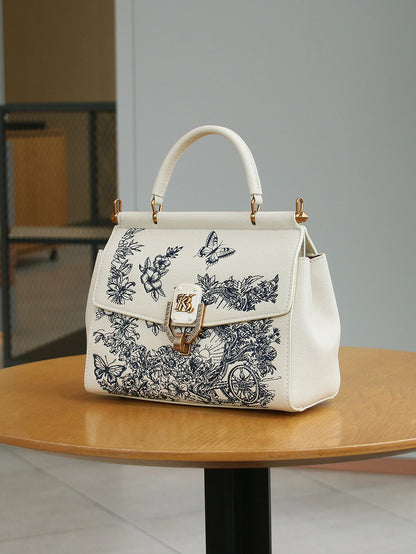 New fashion 2026 luxury handbag high quality niche design high sense embroidery western style small square bag with double-sided