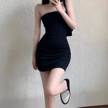 FREEAUCE Off Shoulder Wrap Chest Strapless One-piece Long Dress for Women's Nightclub Bodycon Sexy White Dresses Streetwear