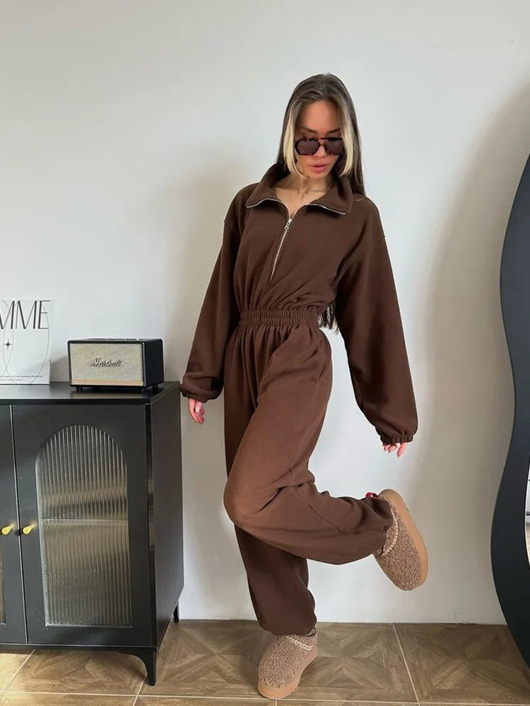 Sports and Leisure Contrast Color Jumpsuit Fashion Trend Street Jumpsuit Women’s Suit New Women Clothing