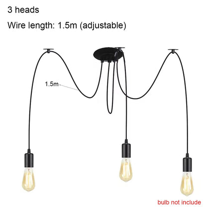 DIY Spider Lights Vintage Chandelier Edison Industrial Hanging Lamp Ceiling Multiple Pendant Light Kitchen Farmhouse Living Room